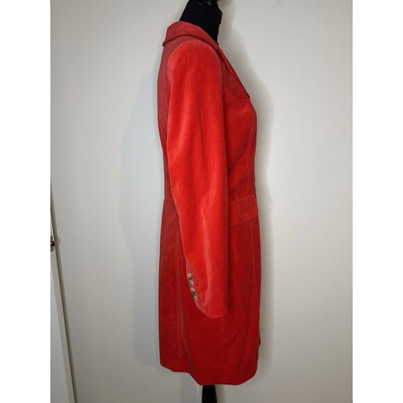 Sigrid Olsen Midi Coat Velvet Red Button Up Overcoat Sz Small #1078 - Picture 4 of 13